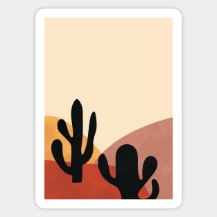 Mountain, Cactus, Modern, Boho, Minimal, Wall Art Print Sticker